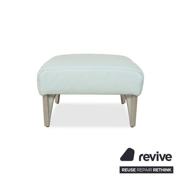 Rolf Benz 1600 Leather Stool Light Blue Mint