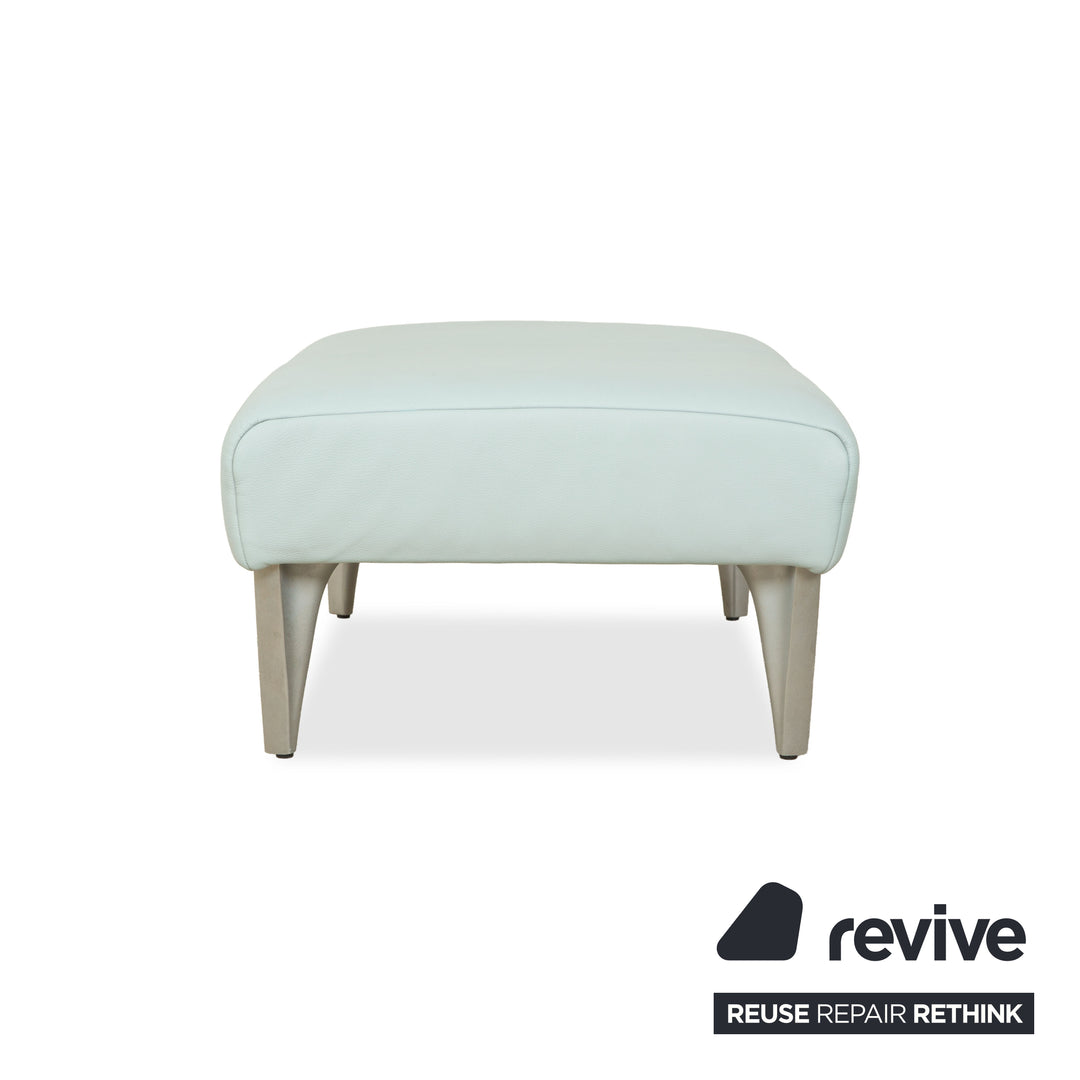 Rolf Benz 1600 Leather Stool Light Blue Mint