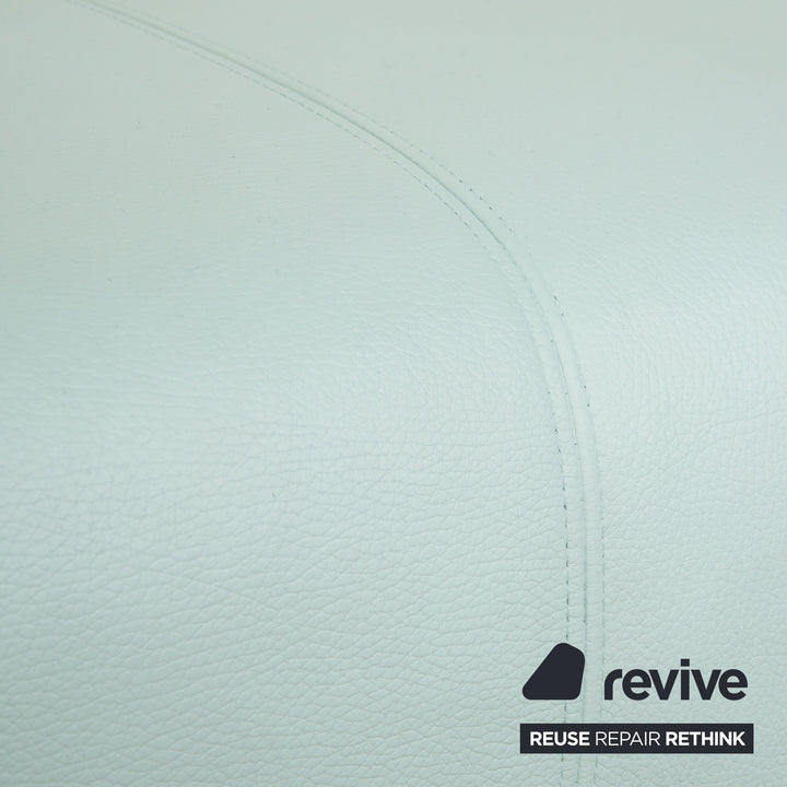 Rolf Benz 1600 Leather Stool Light Blue Mint