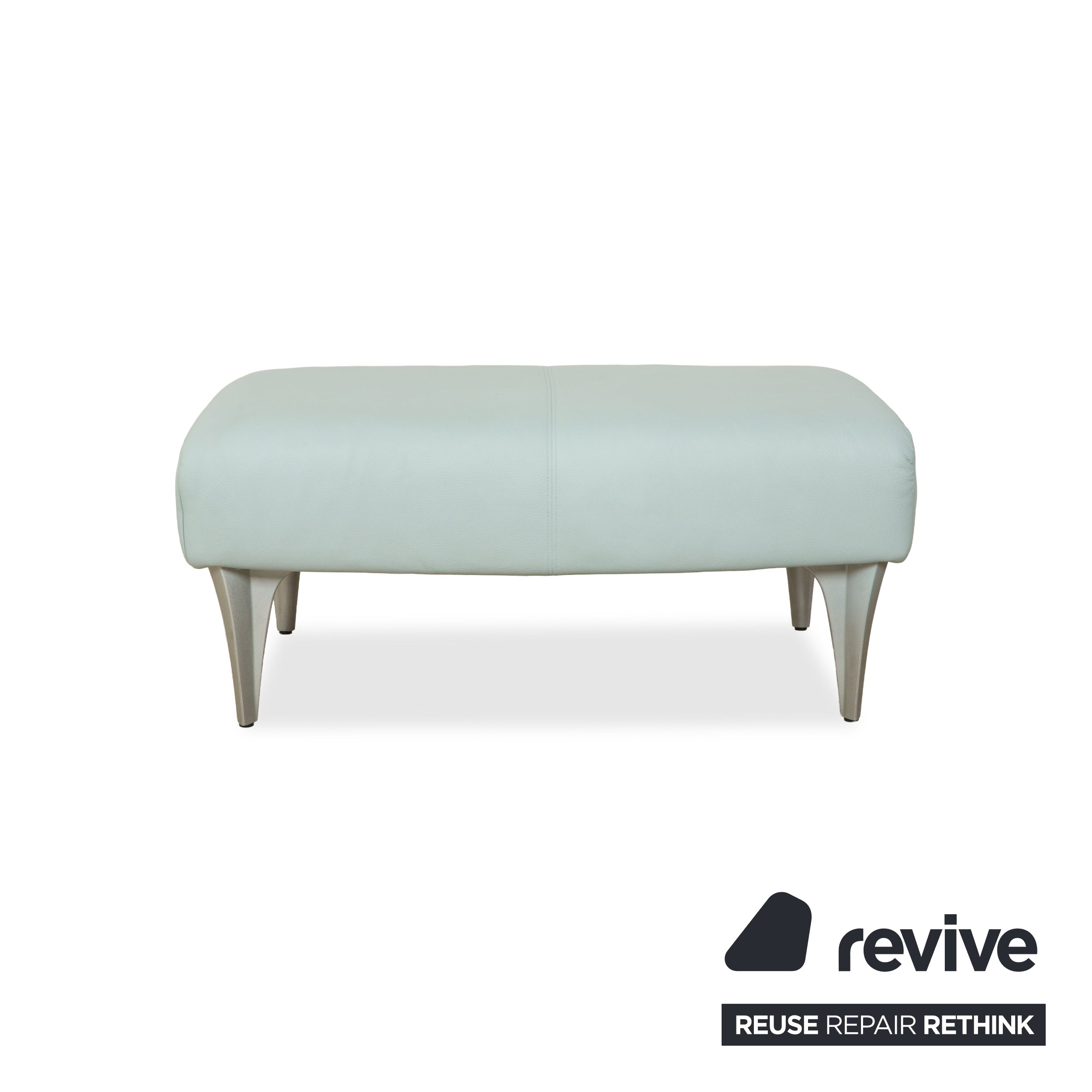 Tabouret en cuir Rolf Benz 1600 bleu clair menthe