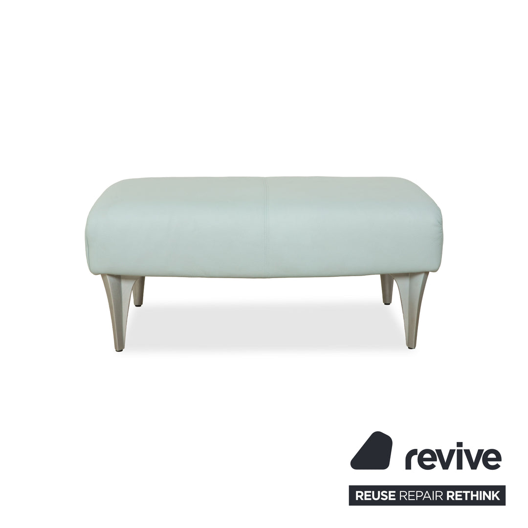 Rolf Benz 1600 Leather Stool Light Blue Mint
