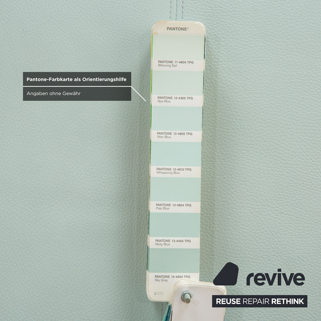 Rolf Benz 1600 Leather Stool Light Blue Mint