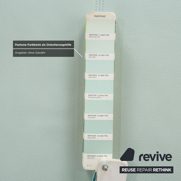 Rolf Benz 1600 Leather Stool Light Blue Mint