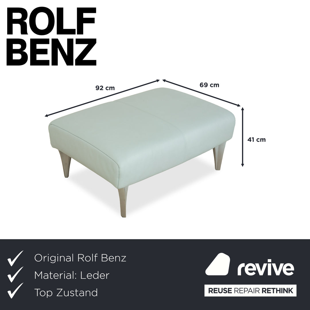 Rolf Benz 1600 Leather Stool Light Blue Mint
