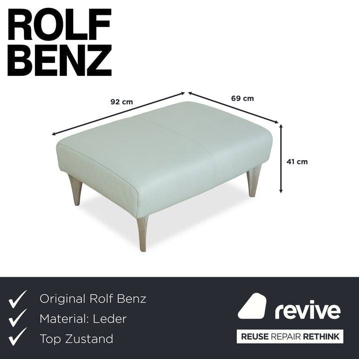 Rolf Benz 1600 Leather Stool Light Blue Mint