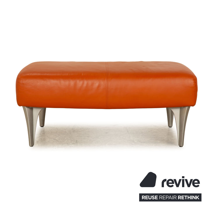 Rolf Benz 1600 Leather Stool Orange Terracotta