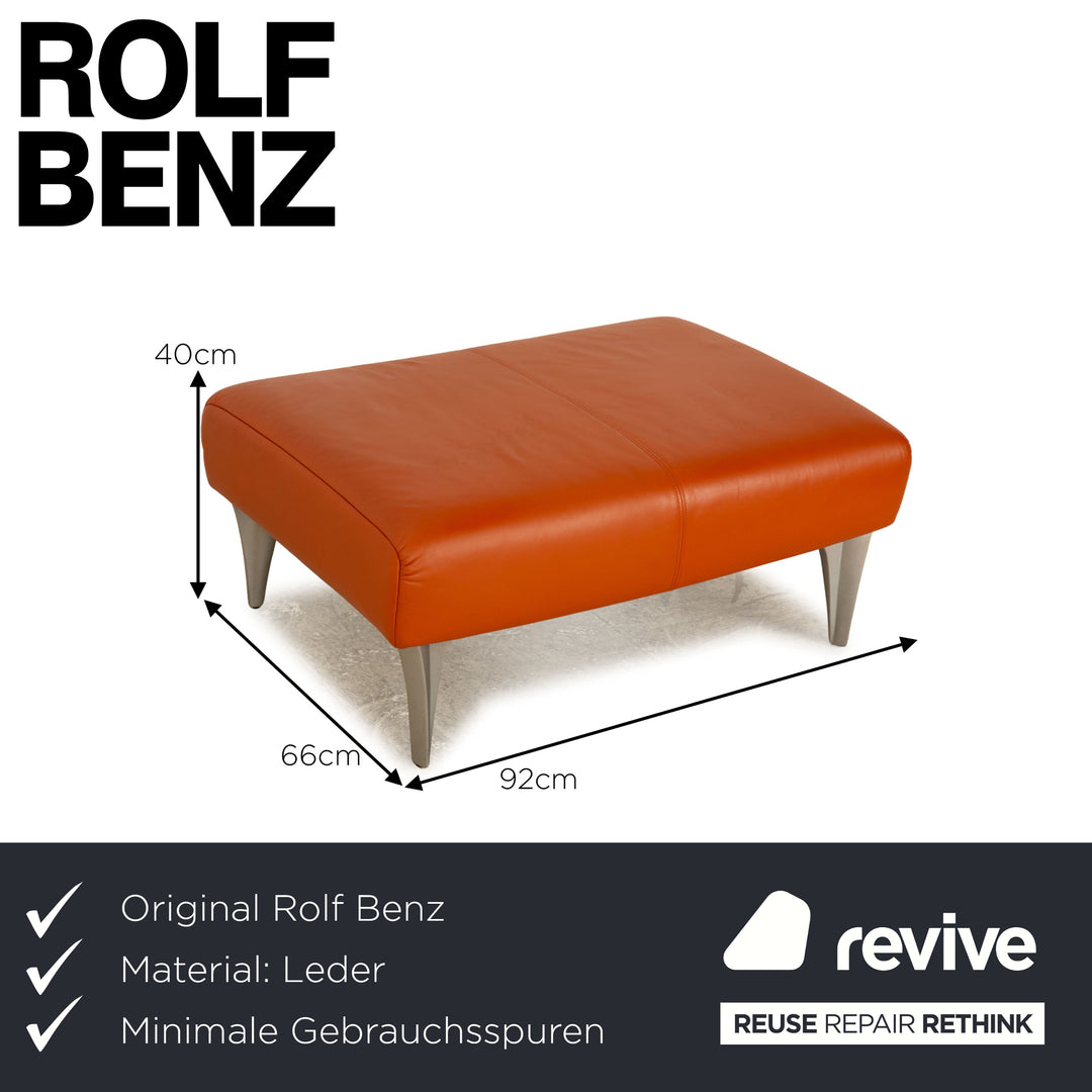 Rolf Benz 1600 Leather Stool Orange Terracotta