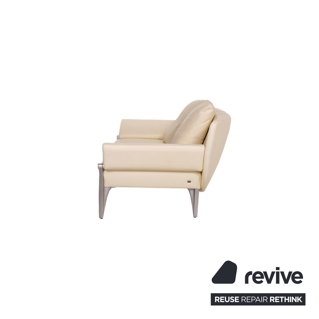 Rolf Benz 1600 leather sofa cream two-seater function couch