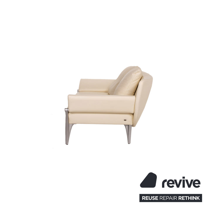 Rolf Benz 1600 leather sofa cream two-seater function couch