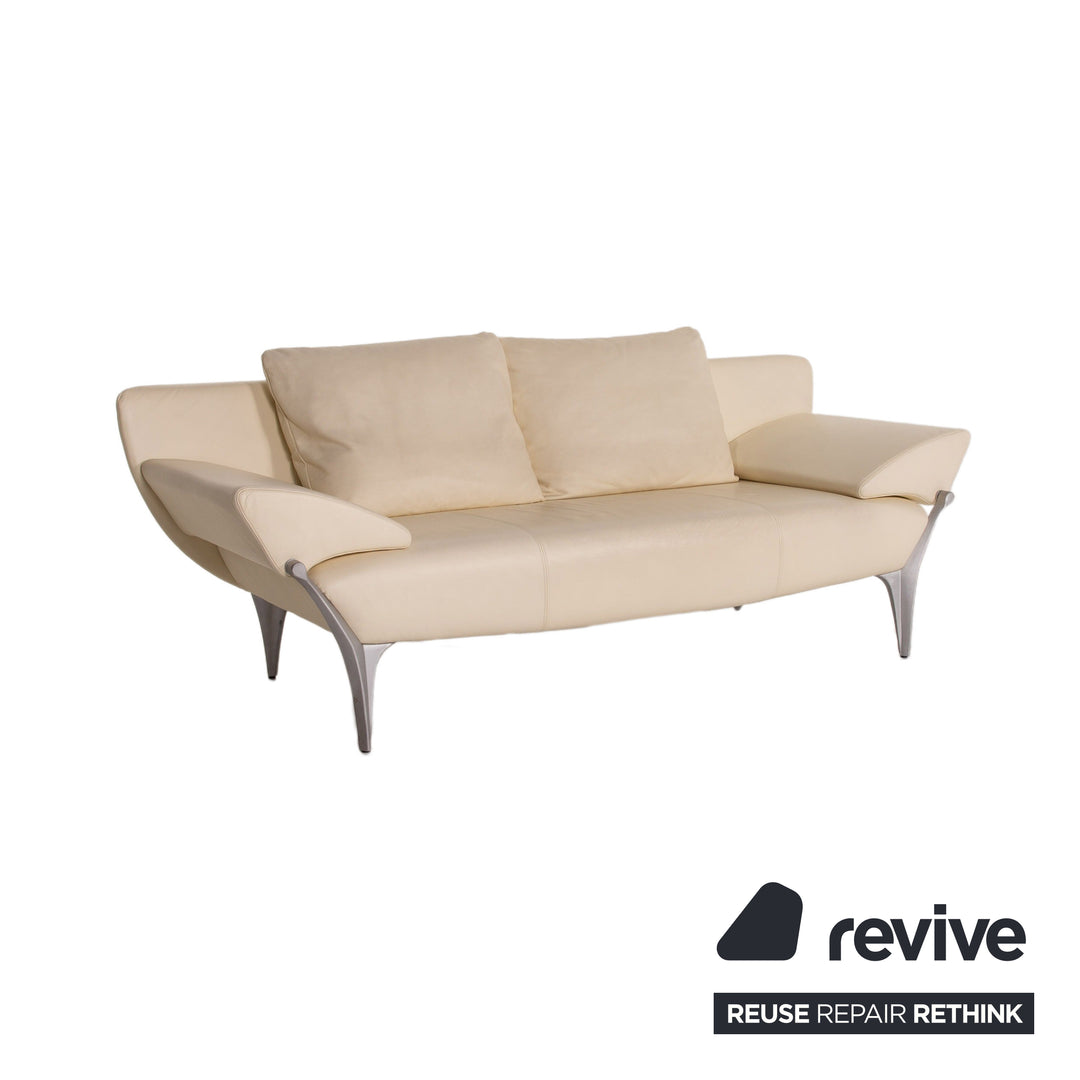 Rolf Benz 1600 leather sofa cream two-seater function couch