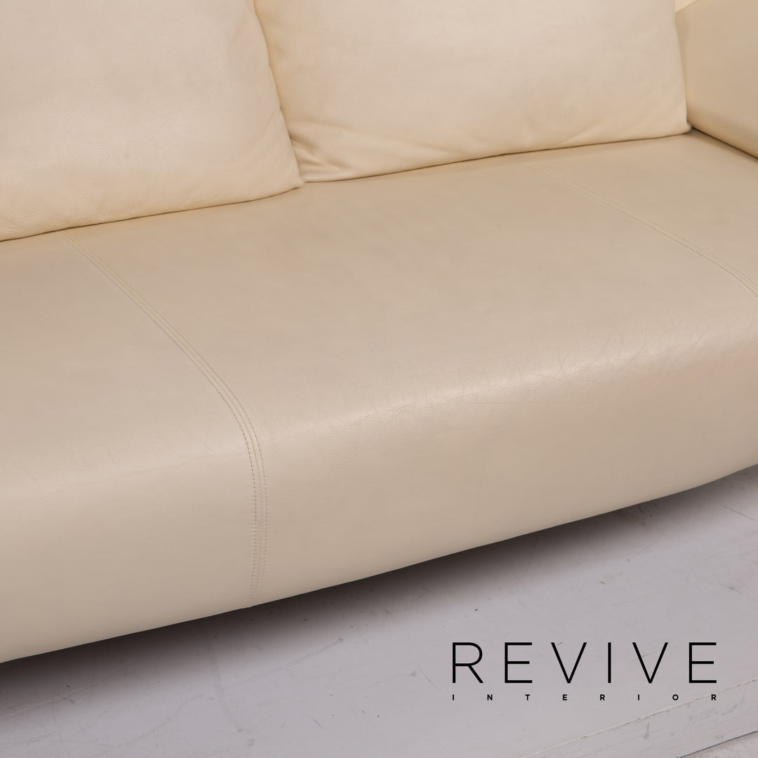 Rolf Benz 1600 leather sofa cream two-seater function couch