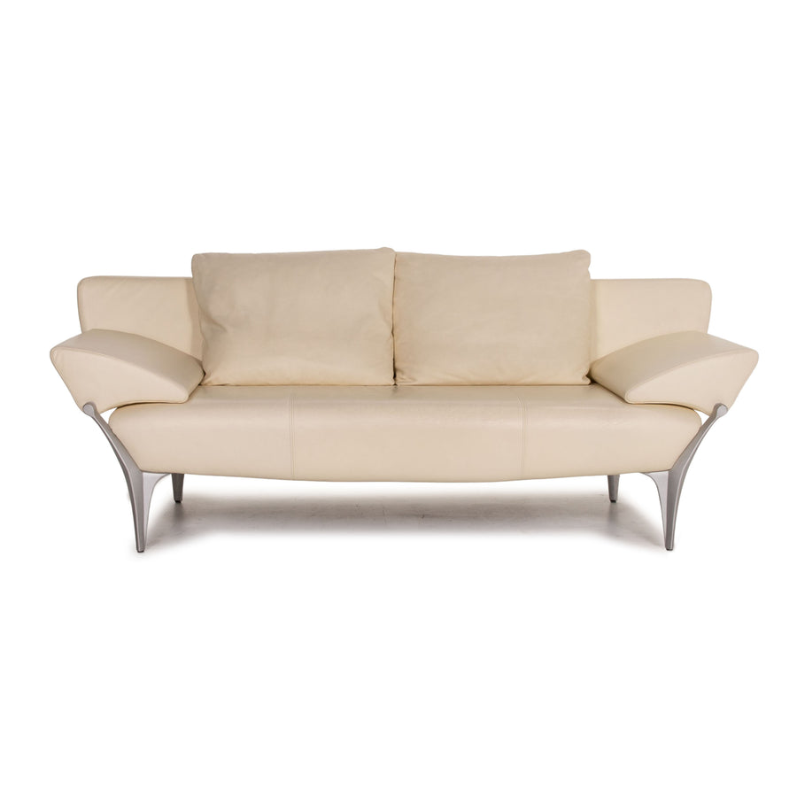 Rolf Benz 1600 leather sofa cream two-seater function couch