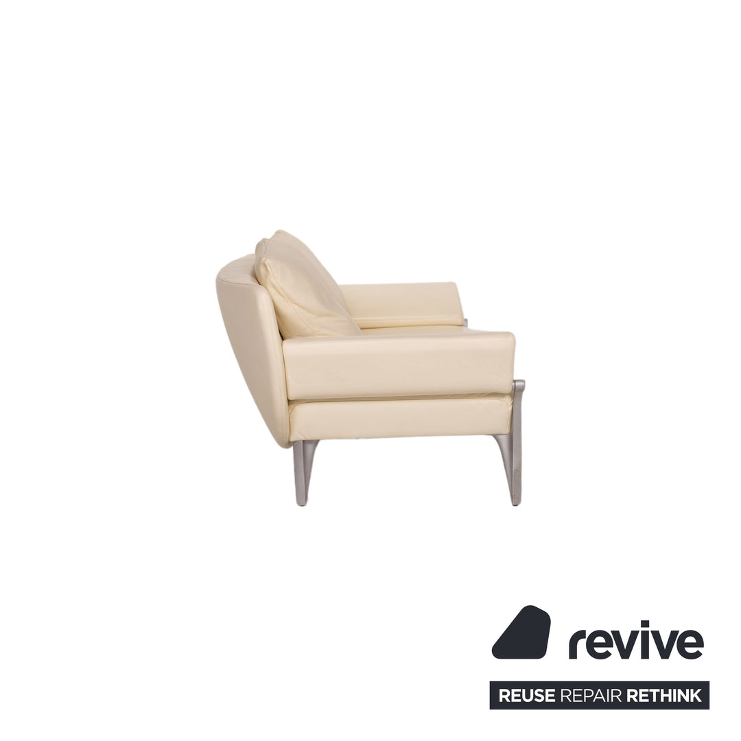 Rolf Benz 1600 leather sofa cream two-seater function couch