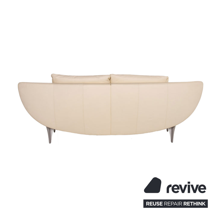 Rolf Benz 1600 leather sofa cream two-seater function couch