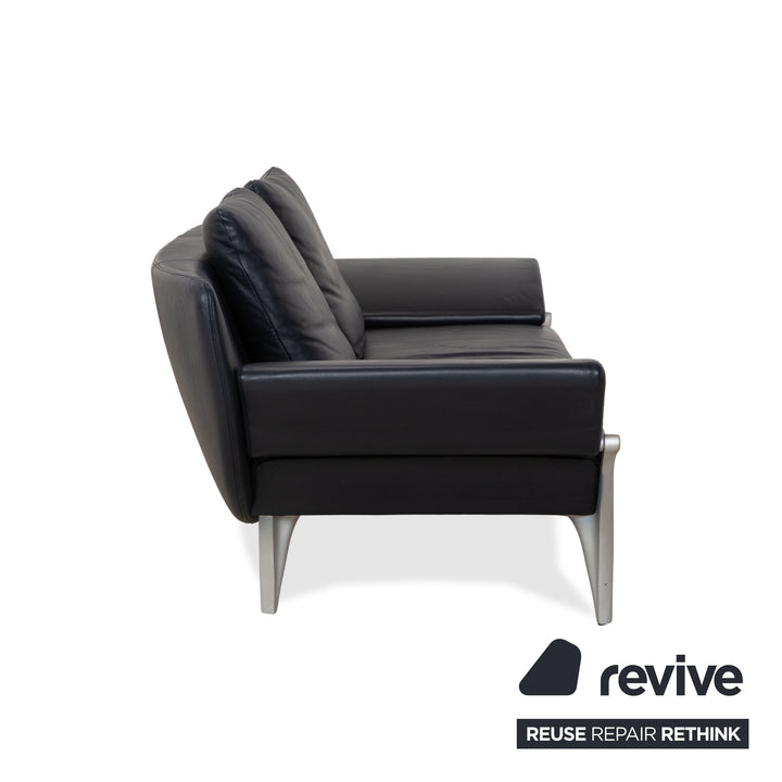 Rolf Benz 1600 Leder Sofa Dunkelblau Dreisitzer Couch manuelle Funktion