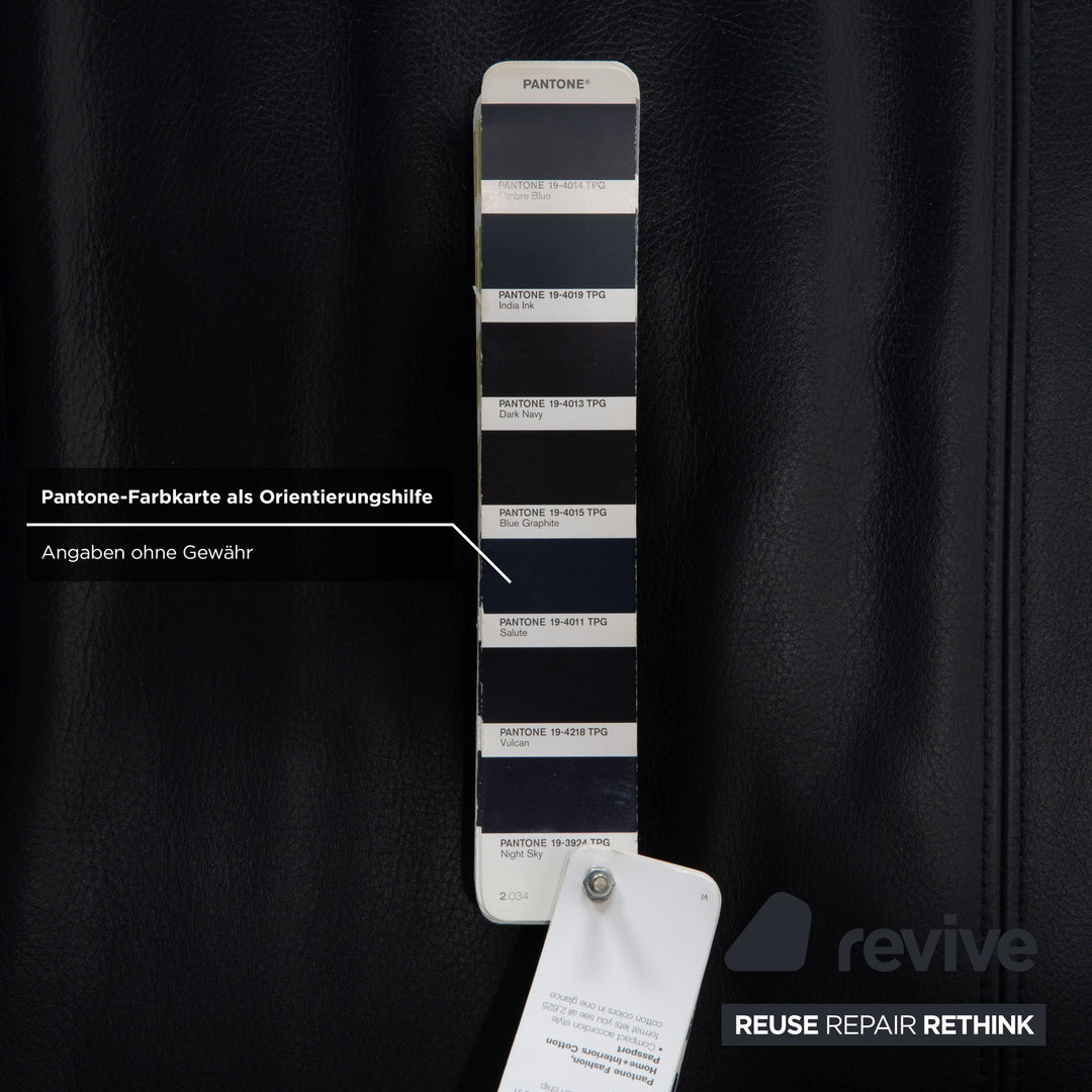 Rolf Benz 1600 Leather Sofa Dark Blue Three-Seater Couch Manual Function