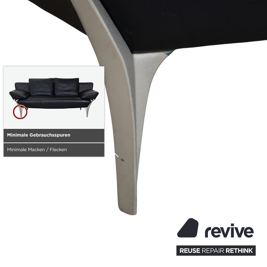 Rolf Benz 1600 Leder Sofa Dunkelblau Dreisitzer Couch manuelle Funktion