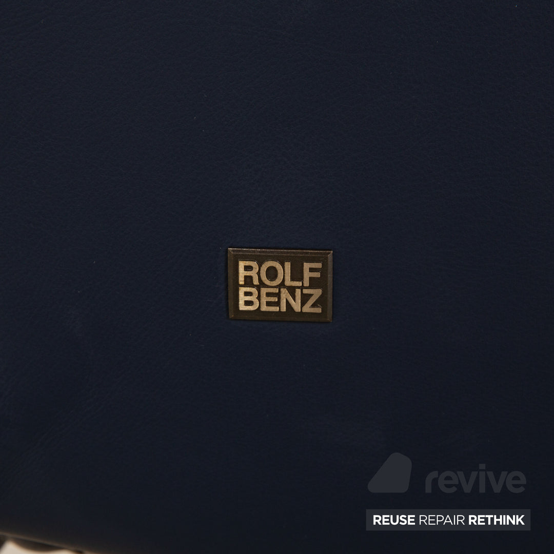 Rolf Benz 1600 leather sofa set blue two-seater armchair stool couch manual function