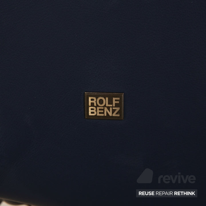 Rolf Benz 1600 leather sofa set blue two-seater armchair stool couch manual function