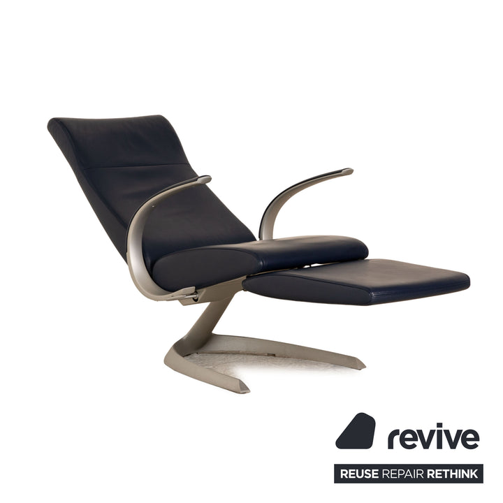 Rolf Benz 1600 leather sofa set blue two-seater armchair stool couch manual function