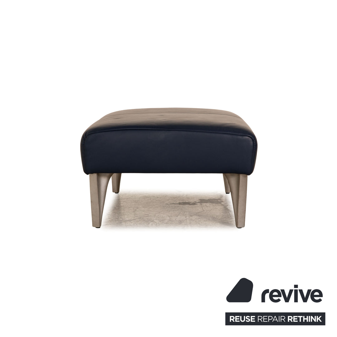 Rolf Benz 1600 leather sofa set blue two-seater armchair stool couch manual function