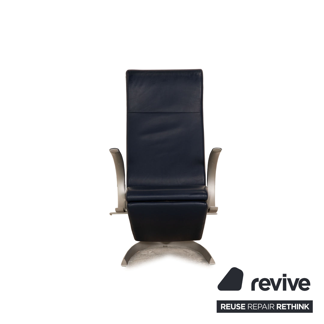 Rolf Benz 1600 leather sofa set blue two-seater armchair stool couch manual function