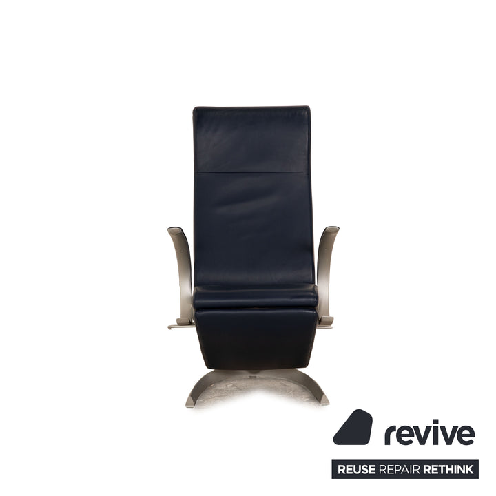 Rolf Benz 1600 leather sofa set blue two-seater armchair stool couch manual function