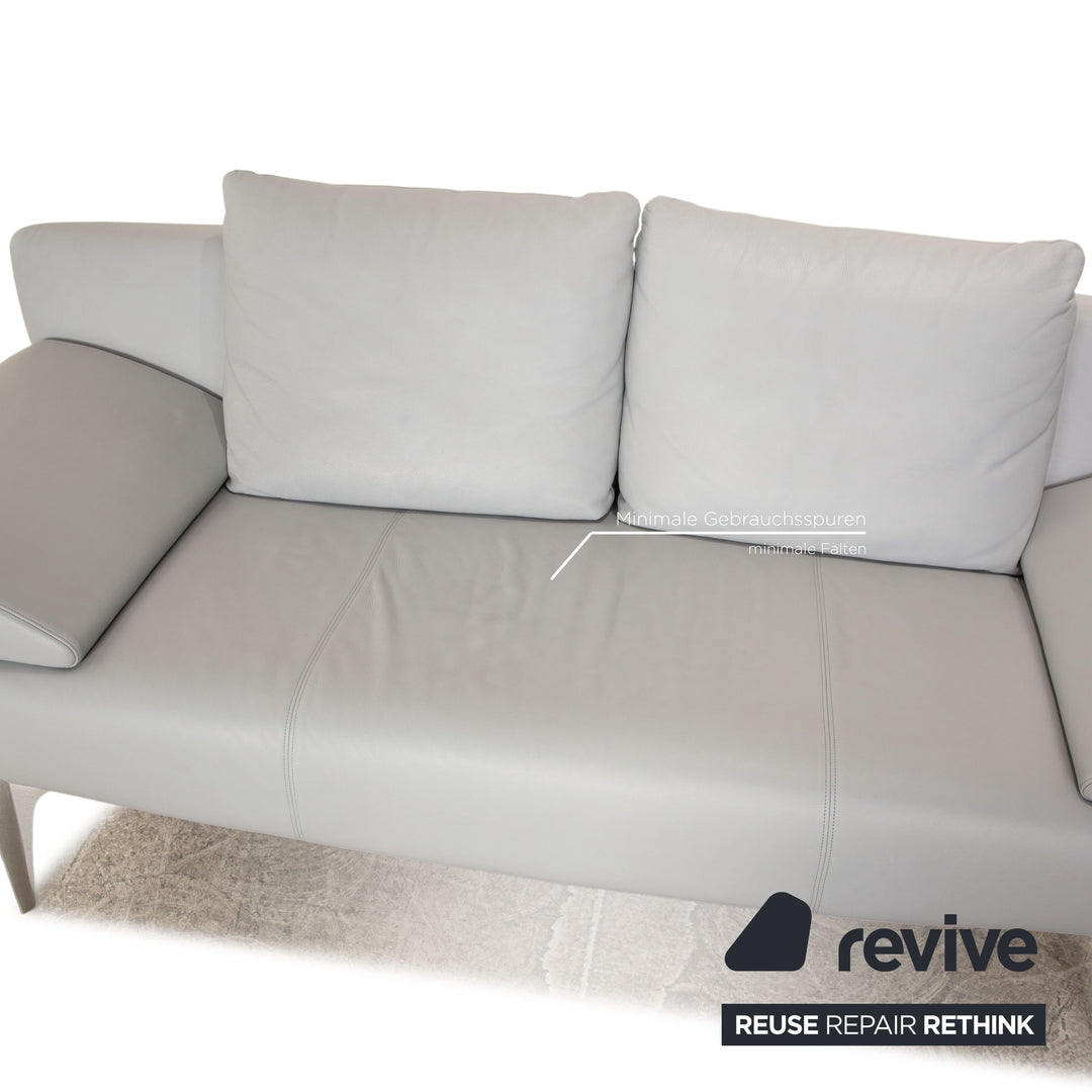 Rolf Benz 1600 leather sofa set ice blue 2x two-seater stool manual function sofa couch