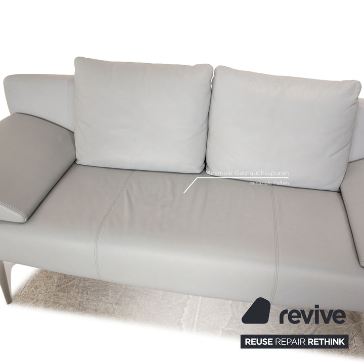 Rolf Benz 1600 leather sofa set ice blue 2x two-seater stool manual function sofa couch