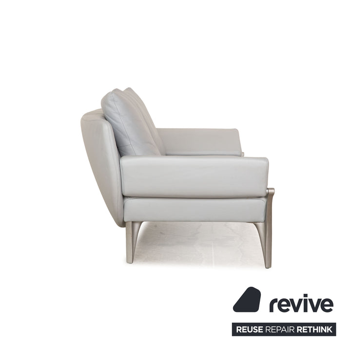 Rolf Benz 1600 leather sofa set ice blue 2x two-seater stool manual function sofa couch