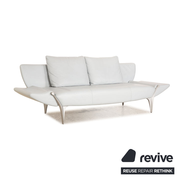 Rolf Benz 1600 leather sofa set ice blue 2x two-seater stool manual function sofa couch