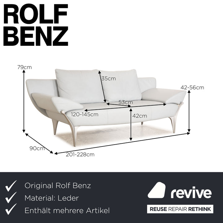 Rolf Benz 1600 leather sofa set ice blue 2x two-seater stool manual function sofa couch