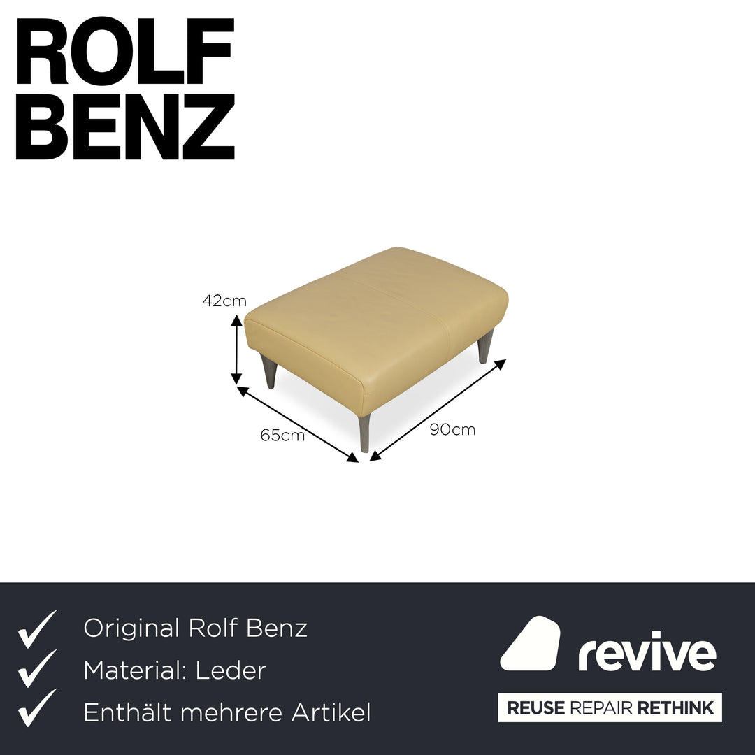 Rolf Benz 1600 ensemble de canapé en cuir jaune tabouret deux places fonction canapé