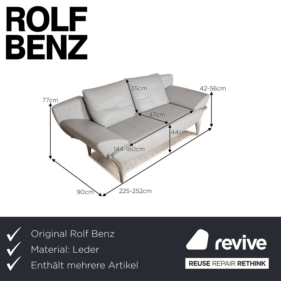 Rolf Benz 1600 leather sofa set gray three-seater two-seater stool couch manual function