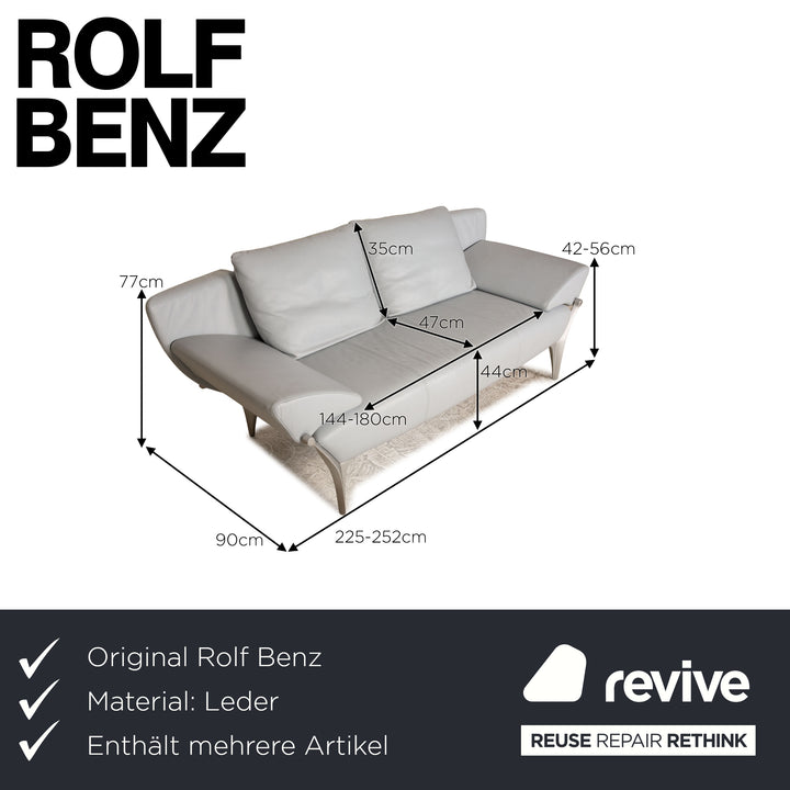 Rolf Benz 1600 leather sofa set gray three-seater two-seater stool couch manual function
