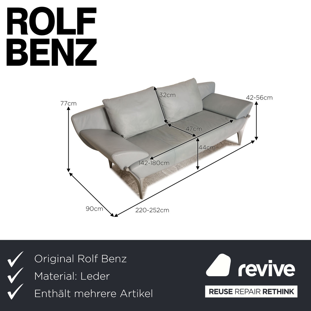 Rolf Benz 1600 leather sofa set gray three-seater two-seater stool couch manual function