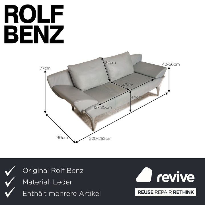 Rolf Benz 1600 leather sofa set gray three-seater two-seater stool couch manual function