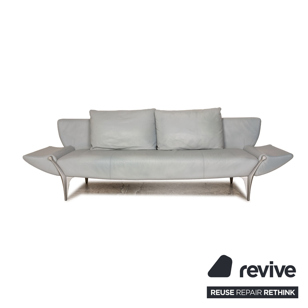 Rolf Benz 1600 leather sofa set gray three-seater two-seater stool couch manual function