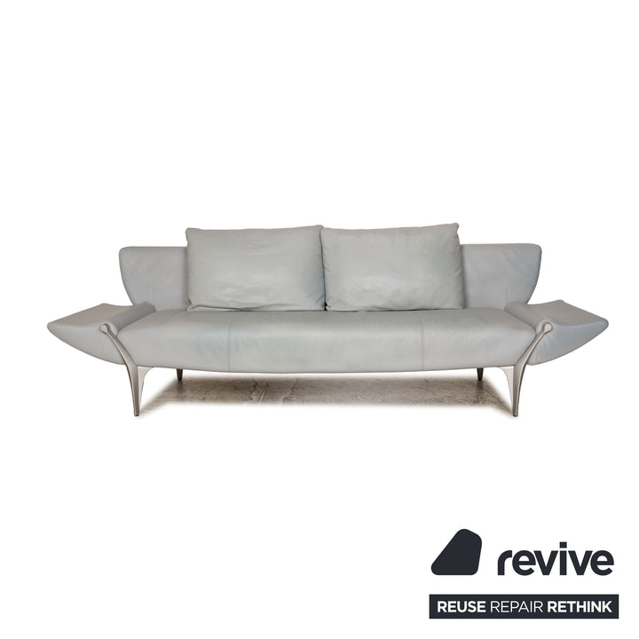Rolf Benz 1600 leather sofa set gray three-seater two-seater stool couch manual function