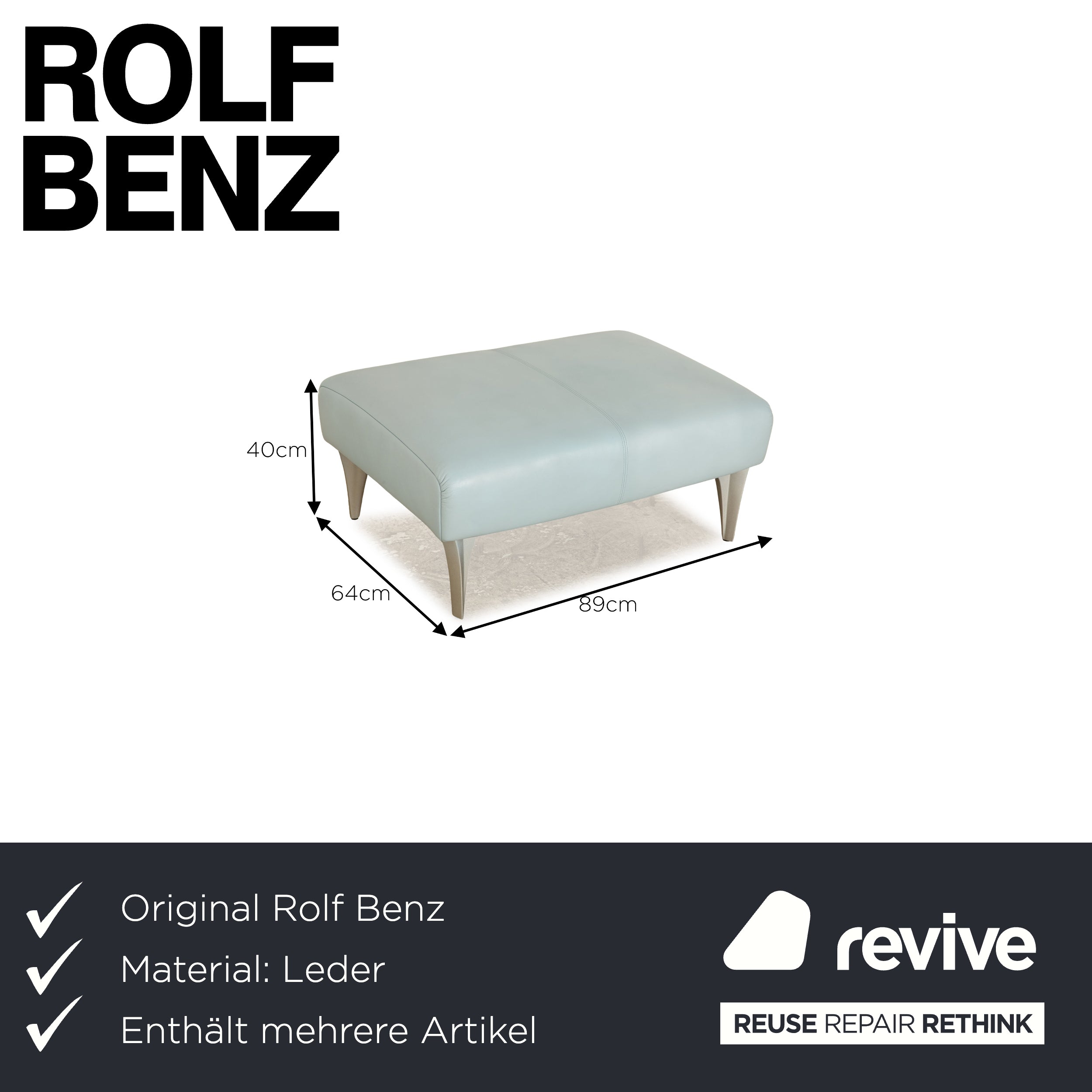 Rolf Benz Garnitur 1600 Blau Leder - 2. Hand - Revive.de