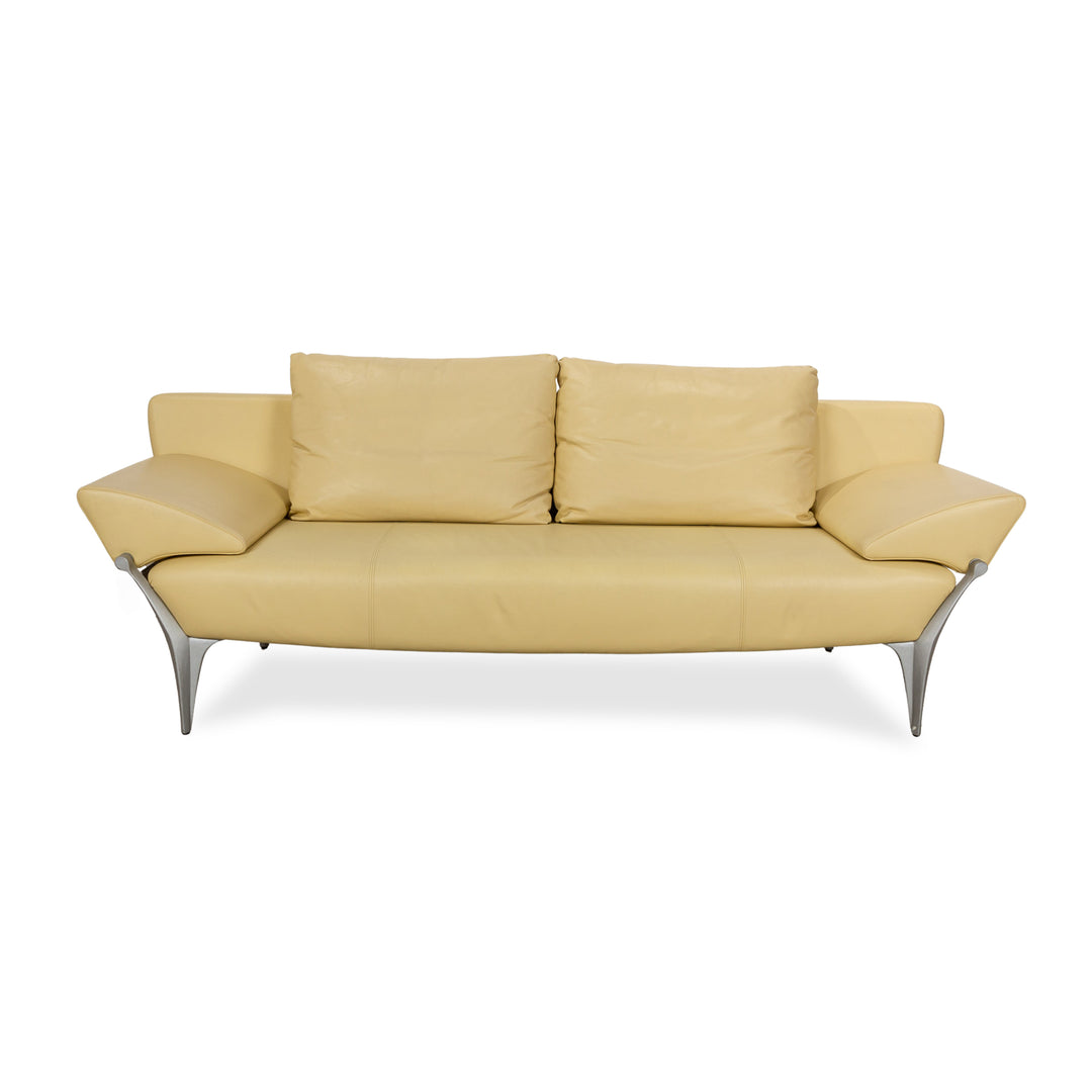 Rolf Benz 1600 Leather Sofa Yellow Two-Seater Function Couch