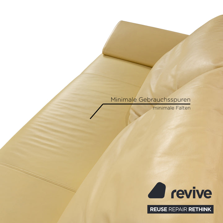 Rolf Benz 1600 Leather Sofa Yellow Two-Seater Function Couch