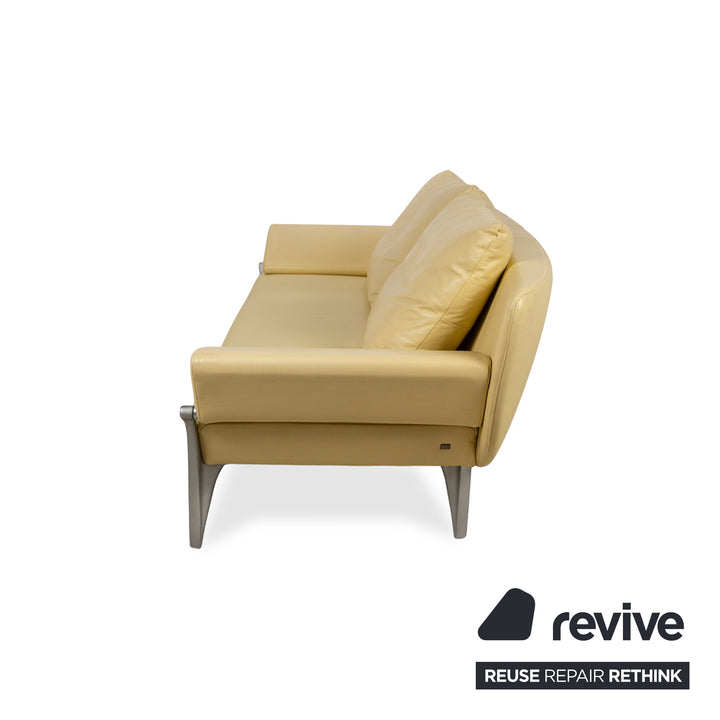 Rolf Benz 1600 Leather Sofa Yellow Two-Seater Function Couch