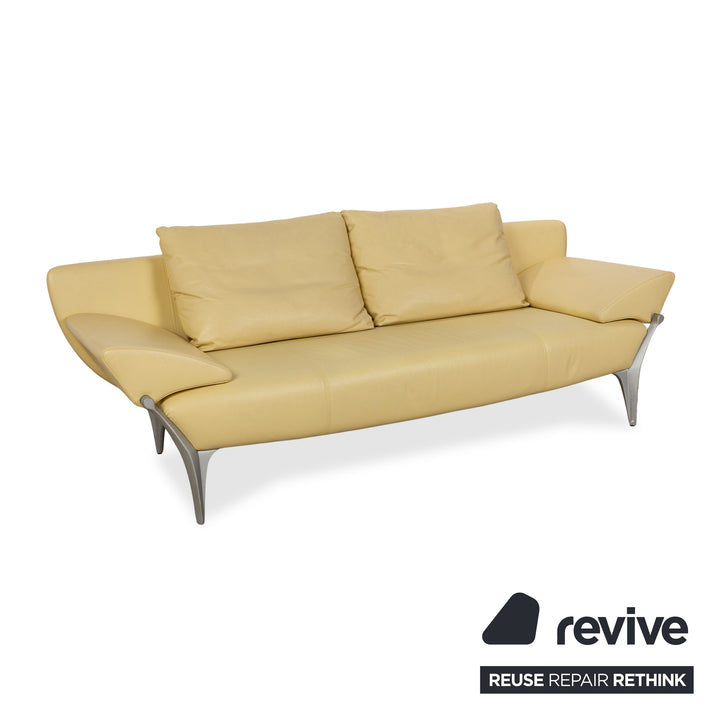 Rolf Benz 1600 Leather Sofa Yellow Two-Seater Function Couch