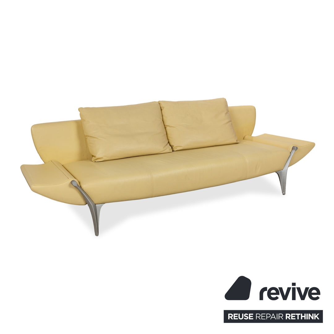 Rolf Benz 1600 Leather Sofa Yellow Two-Seater Function Couch