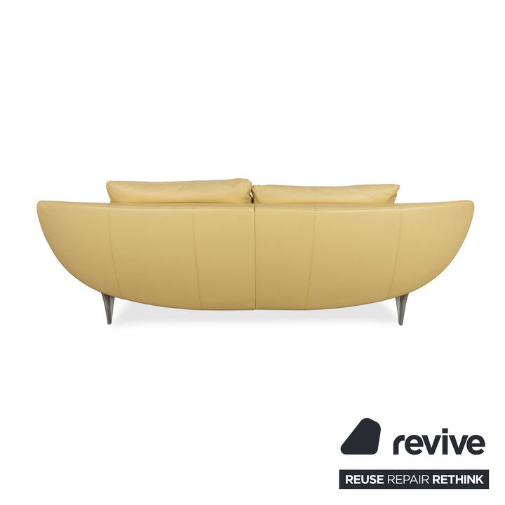 Rolf Benz 1600 Leather Sofa Yellow Two-Seater Function Couch