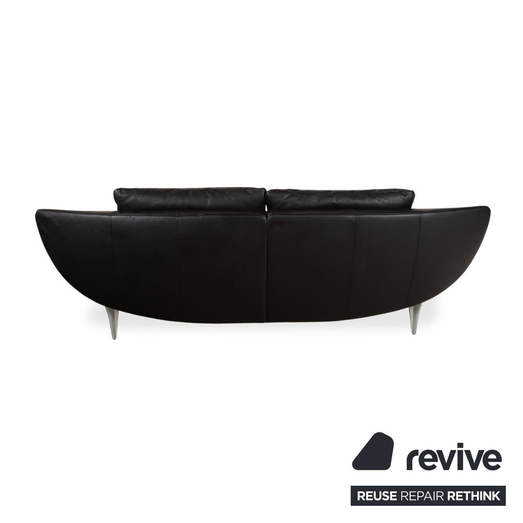 Rolf Benz 1600 Leder Sofa Schwarz Dreisitzer Couch manuelle Funktion