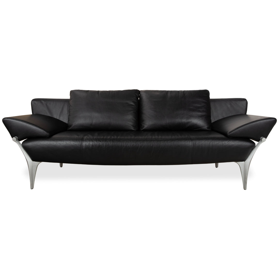 Rolf Benz 1600 Leder Sofa Schwarz Dreisitzer Couch manuelle Funktion