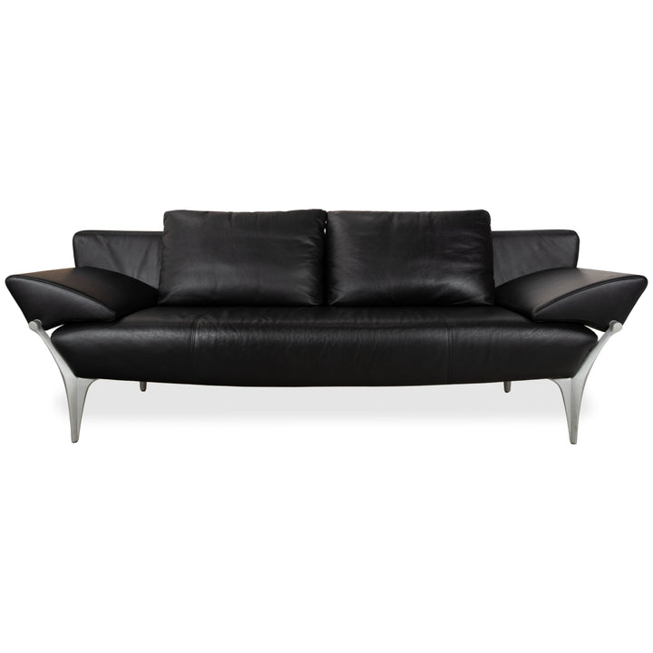 Rolf Benz 1600 Leder Sofa Schwarz Dreisitzer Couch manuelle Funktion