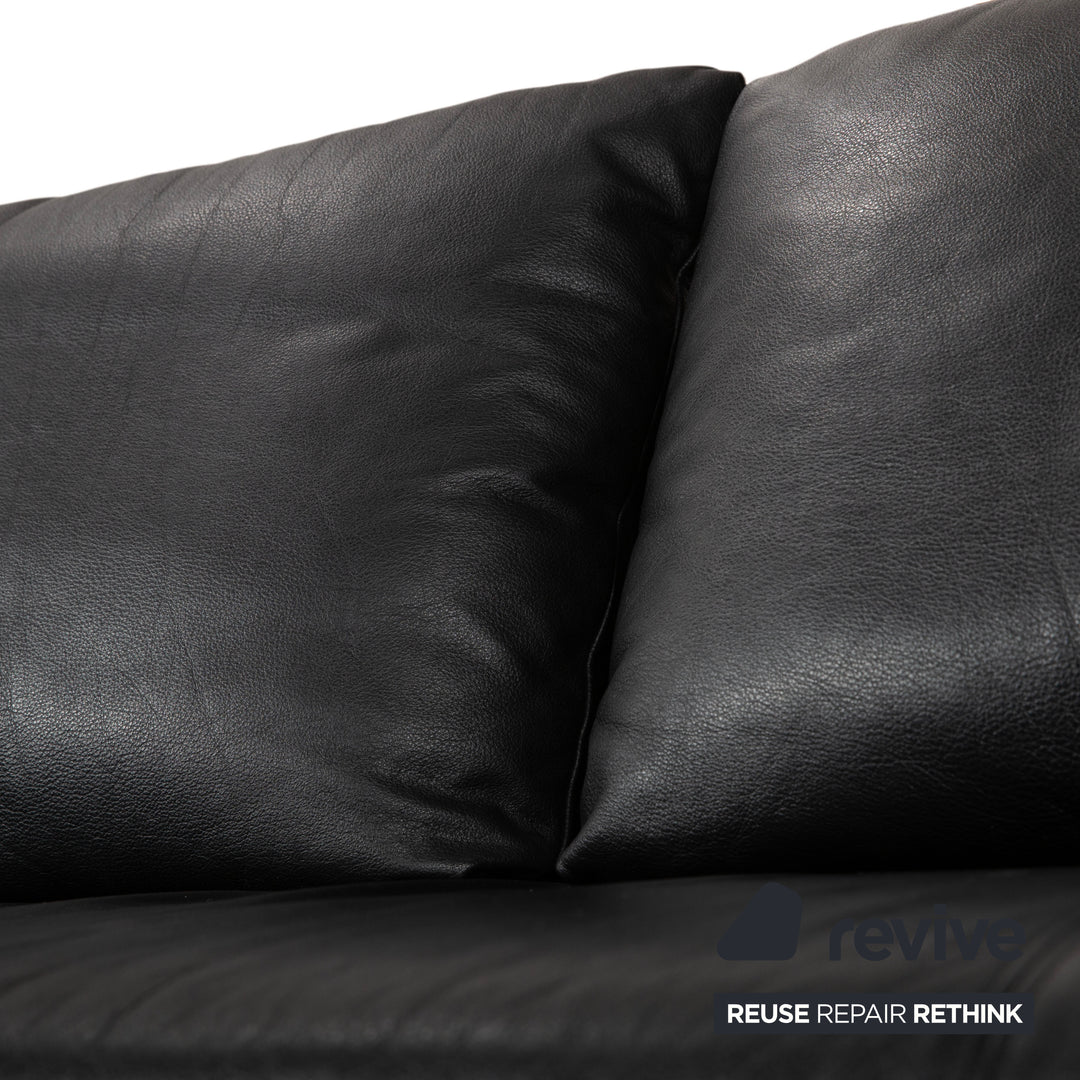 Rolf Benz 1600 Leder Sofa Schwarz Dreisitzer Couch manuelle Funktion